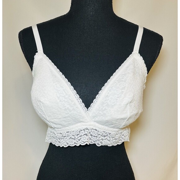 H&M White Lace Bralette Removable Pads‎ Adjustable Straps Women's LARGE - Picture 1 of 8